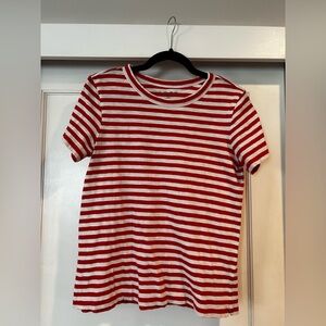 EUC Loft Stripped Red and White Everyday Crew T-Shirt in Size Small